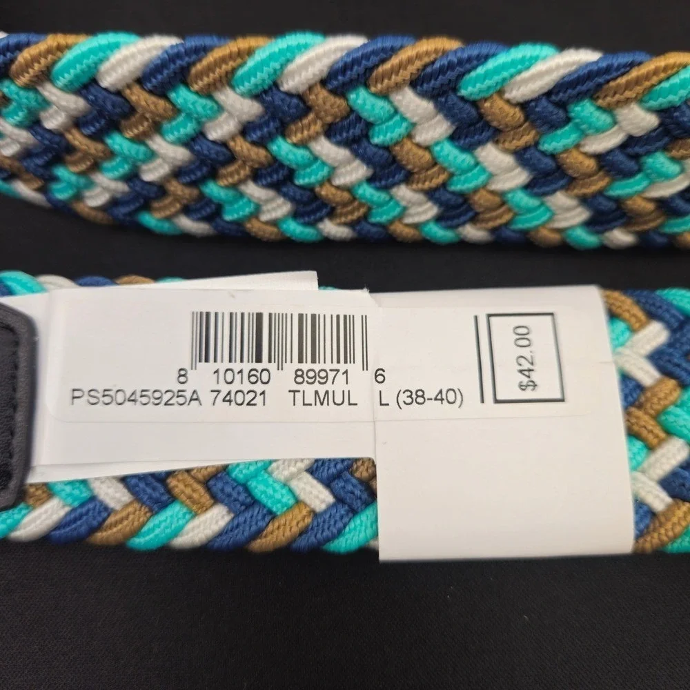 Nike Men's Size L 38-40‎ G-Flex Woven Stretch Golf Belt Green Blue S5045925A New